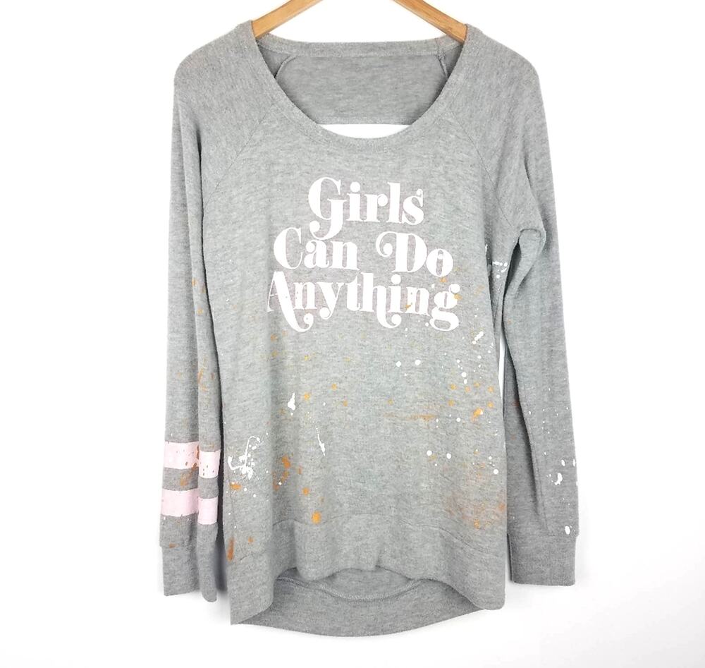 Chaser | Girls Can Do Anything Sweatshirt Gray M